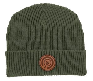 grey beanie with the gastropod logo white on background.