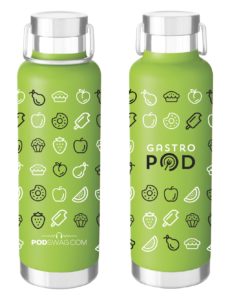 two water bottles with the Gastropod logo on it.