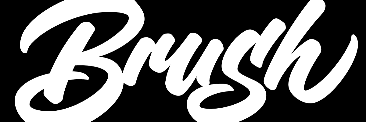 white brush letters spelling brush on a black background
